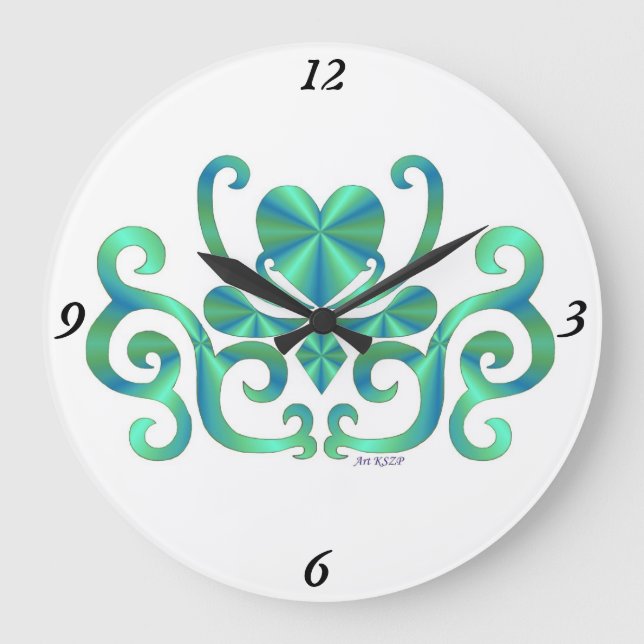 Relógio Grande Rainbow Lily e Heart (Frente)