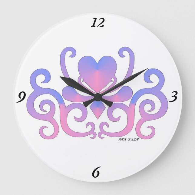 Relógio Grande Rainbow Lily e Heart (Frente)