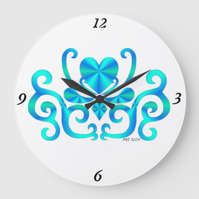 Relógio Grande Rainbow Lily e Heart (Frente)