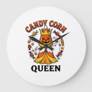 Relógio Grande Rainha do Candy Corn Camisa de Doces de Halloween 