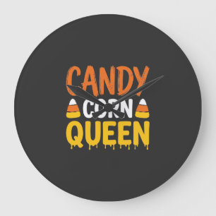 Relógio Grande Rainha do Candy Corn Gráfico de Halloween_1