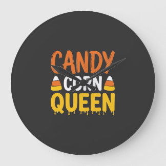 Relógio Grande Rainha do Candy Corn Gráfico de Halloween_1