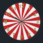 Relógio Grande Raios Pop Art: Vermelho e Branco<br><div class="desc">Raios Pop Art: Vermelho e Branco 
 Raios coloridos e psicodélicos com visual pop art em vermelho e branco 
 Se você gostaria de ver este design em outras cores,  basta nos enviar um e-mail!</div>