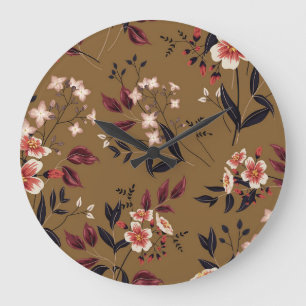 Relógio Grande Ramal de flores cor-de-rosa, composição de abstrat