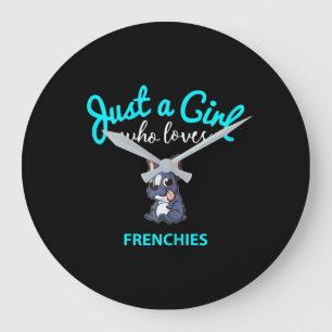 Relógio Grande Raparigas Bulldog Francesas Crianças Garotas Dão D