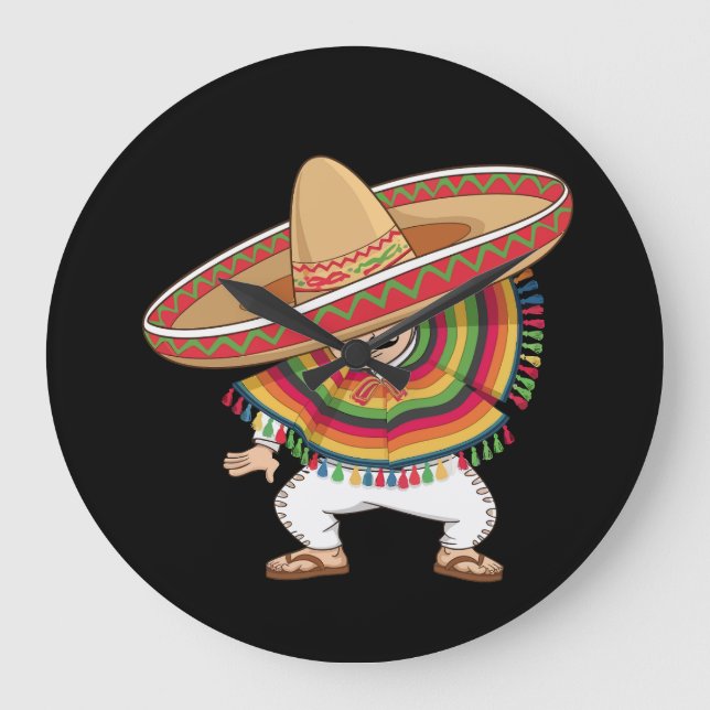 Relógio Grande Rapaz Mexicano Dabbing Poncho Cinco de Mayo (Frente)