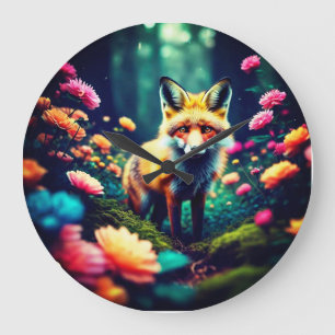 Relógio Grande "Raposa em Bloom"