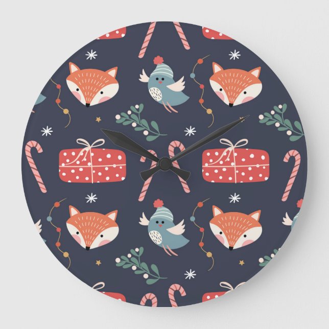 Relógio Grande Raposas e presentes: padrão perfeito para o Natal (Frente)