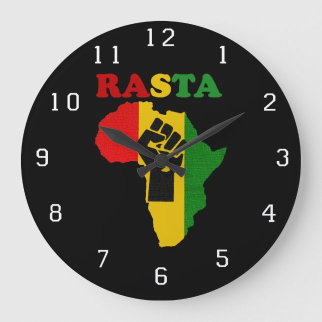 Relógio Grande Rasta Black Power Fist over Africa. (Frente)