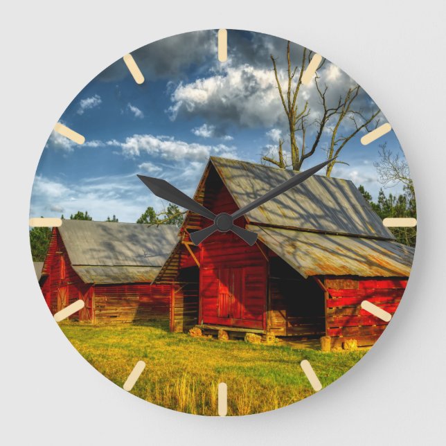 Relógio Grande Red Barn da América Rural  (Frente)