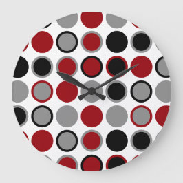 Relógio Grande Red, Black and Gray Circles