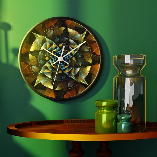 Relógio Grande Redonda de Abstrato de pinrodas (Pinwheel Abstract Art Round Clock)