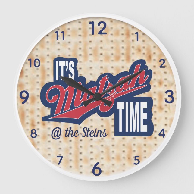 Relógio grande redondo "É o tempo de Matzah" (Frente)