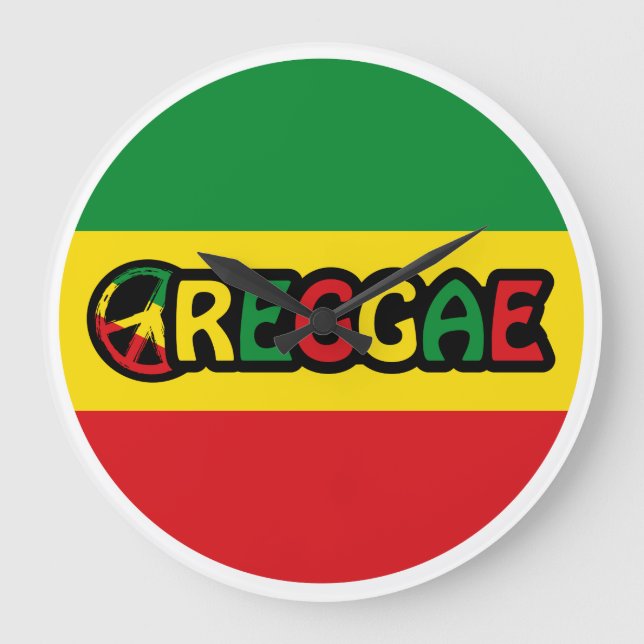 Relógio Grande Reggae design com cores de sinalizador reggae (Frente)