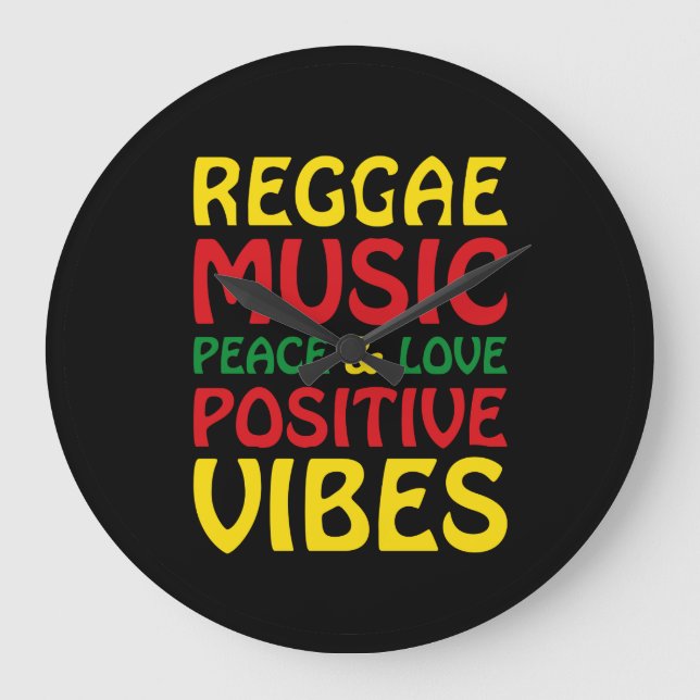 Relógio Grande Reggae Music com afirmações positivas (Frente)