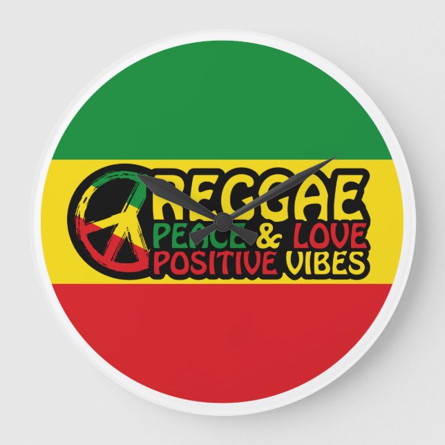 Relógio Grande Reggae Music with positive quotes (Frente)