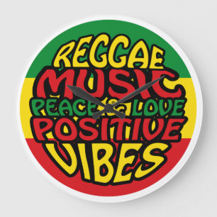 Relógio Grande Reggae Music with positive sayings