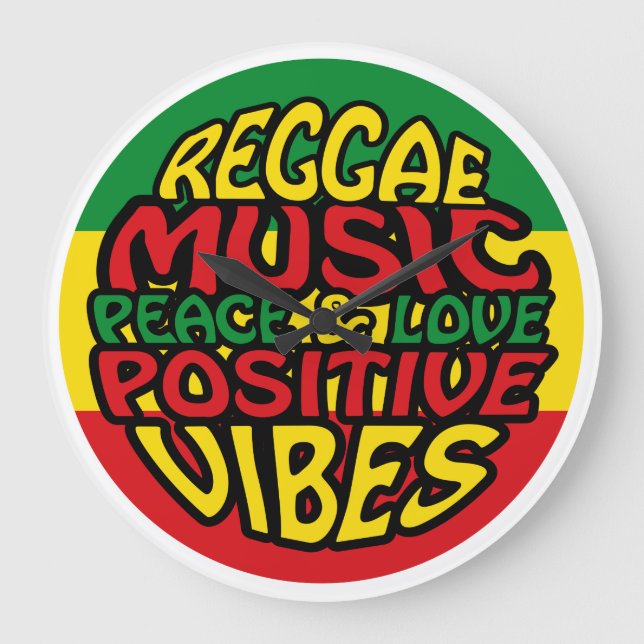Relógio Grande Reggae Music with positive sayings (Frente)