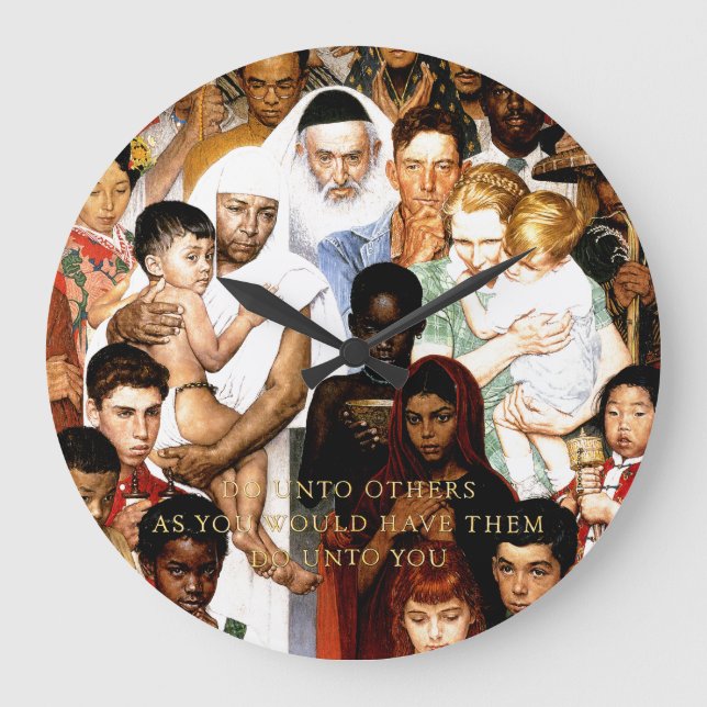 Relógio Grande Regra do ouro (Do to other) por Norman Rockwell (Frente)