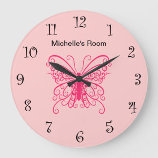 Relógio Grande Relógios de Borboleta Rosa