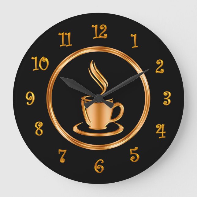 Relógio Grande Relógios de Café com Design Clássico em Tom Dourad (Frente)
