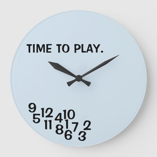 Relógio Grande Relógios de Piada de quarto de menino Números emba (Frente)