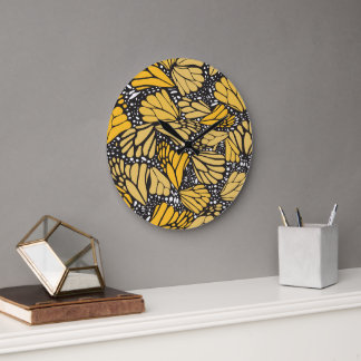 Relógio Grande Reloj de pared circular estampado mariposa monarca