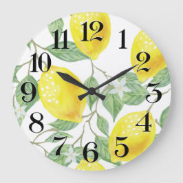 Relógio Grande reloj de pared limones a la acuarela