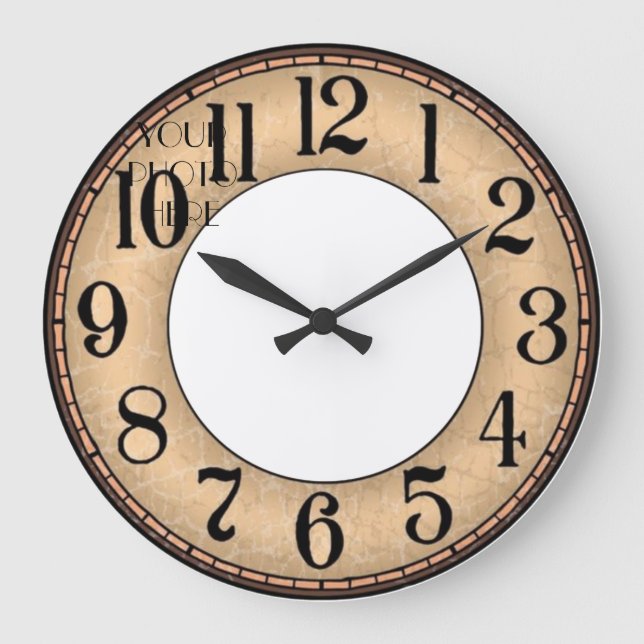 Relógio Grande reloj de pared personalizable fondo beig (Frente)