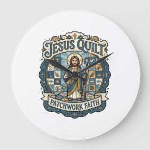Relógio Grande Remendo de Colcha de Jesus Fé Patchwork Jesus Colc