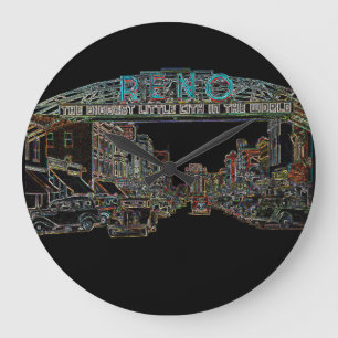 Relógio Grande RENO NEVADA VINTAGEM NEVADA - Arte Neon COLORIDA