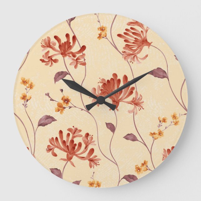 Relógio Grande Repetição floral vívida: design sem costura. (Frente)