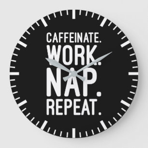 Relógio Grande Repetir o Nap de Trabalho de Cafeinato - Motivação