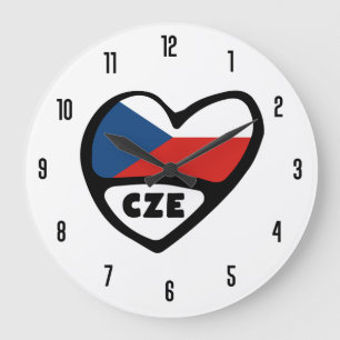 Relógio Grande República Checa Código do país CZE Bandeira Heart
