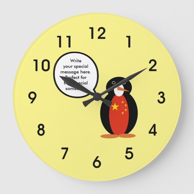 Relógio Grande República Popular da China Ms. Penguin Personaliza (Frente)