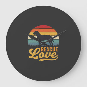 Relógio Grande Rescue Love Retro Dog Sunset_1