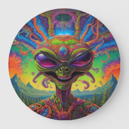 Relógio Grande Retrato Alienígena Psicodélico