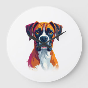 Relógio Grande Retrato de Boxer Vintage em Arte Pop com Salpicos 