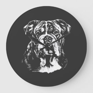 Relógio Grande Retrato de Bulldog Inglês Roupas Minimalistas