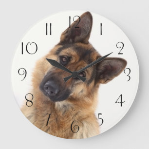 Relógio Grande Retrato de german shepherd engraçado
