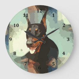Relógio Grande Retrato do Pinscher do Doberman