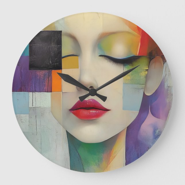 Relógio Grande Retrato no Surrealismo do Bloco de Cor (Frente)