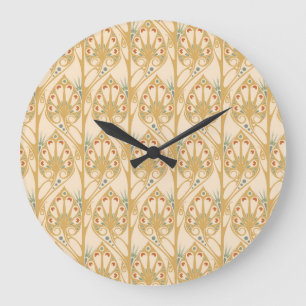 Relógio Grande Retro art nouveau, linhas geométricas abstrato.