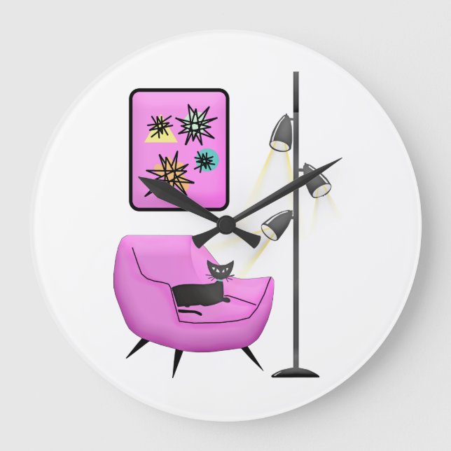 RELÓGIO GRANDE RETRO BLACK CAT CLOCK (Frente)