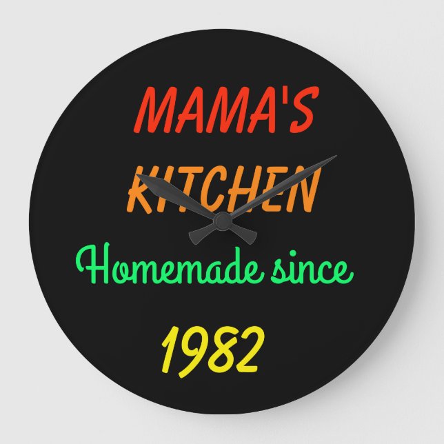 Relógio Grande Retro FAUX Neon Cozinha Caseira da Mamãe com Data (Frente)