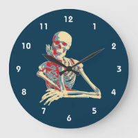 Retro Skeleton Descansando seu queixo na mão