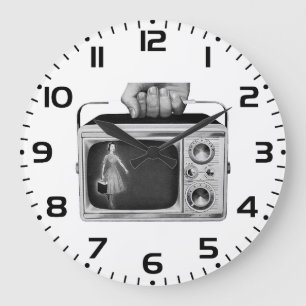 Relógio Grande Retrô TV Portátil dos Anos 1950 Meados do Século