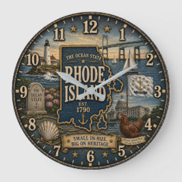 Relógio Grande Rhode Island Ocean State Coastal Nautical