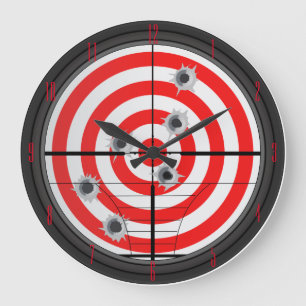 Relógio Grande Rifle Scope and Target Wall Clock