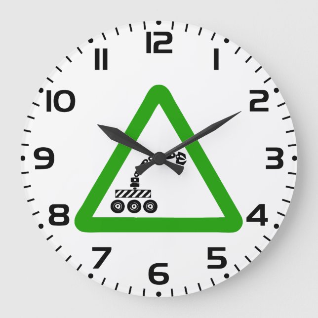 Relógio Grande Robot Crossing Warning Sign (Frente)